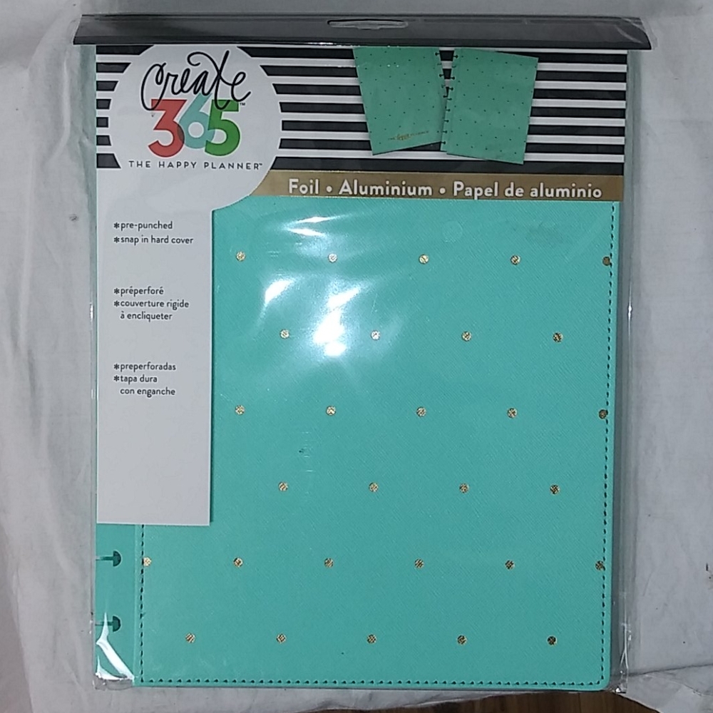 Me And My Big Ideas Happy Planner Classic turquoise gold dots SNAP-IN cover